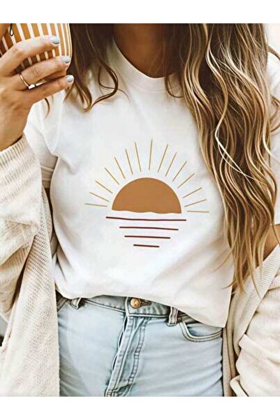 23ERVA Outfit Women, Sunset Graphic Funny Vintage T-Shirt, Loose And Breathab...
