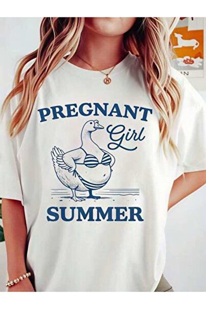 23ERVA Pregnant Girl Summer, Women's Duck In Bikini Graphic, Pure Cotton T-Sh...