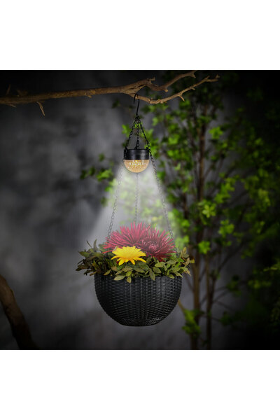 Alista Home LED solar hanging flower pot lamp, decorative outdoor lighting, w...