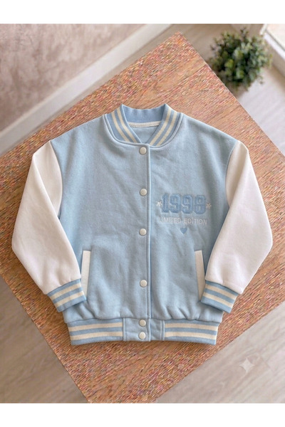 Cevval Children's College Coat with Snap Pockets, Ribbed Trim, and Embroidery