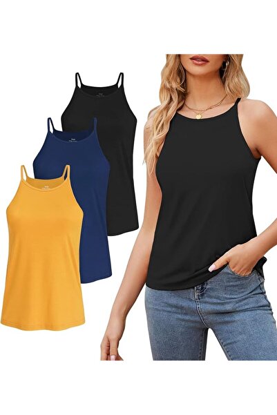 GENERAL High Neck Tank Top for Women Camisole Trendy Sleeveless Shirts Loose ...