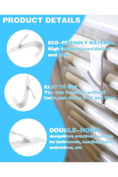 STARSTAR 8 round radiator hooks – towel hooks, fits standard radiators, remov...
