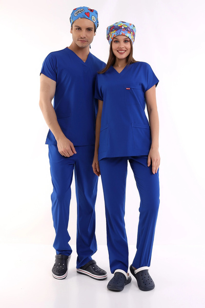 Bilenn Tekstil BFLEX UNİSEX LİKRALI YARASA KOL TAKIM DAZZLİNG BLUE TEMİZLİK PERSONELİ