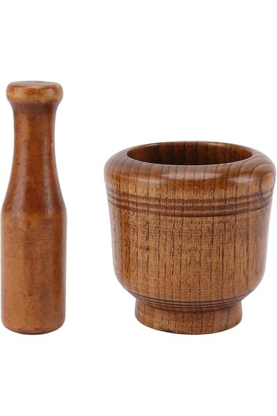 Tuwei Wood Mortar and Pestle Set, Guacamole Bowl Shell Garlic Pepper Press Gr...