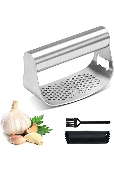 SALERX Premium Stainless Steel 304 Garlic Press with Handle Rocker Garlic Cru...
