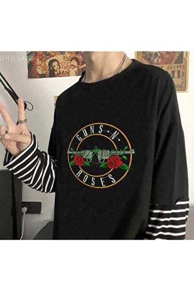 DEEFWEAR تي شيرت أسود للجنسين مطبوع عليه Guns N' Roses من MINGALONDON