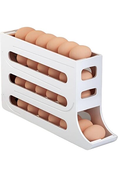 GENERAL Egg Organizer Tray For Refrigerator，Rolling 30 Egg Tray Dispenser For...