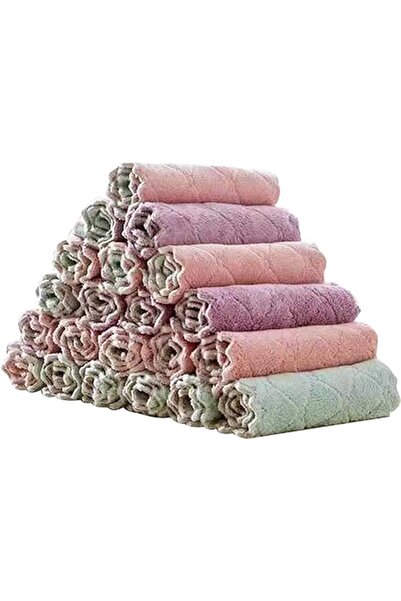 GENERAL SupWolf 20 Pack Kitchen Towels Quick Dry Washcloths, Coral Velvet Dis...