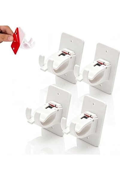 Duomama 4 Pack White No Drill Adjustable Tension Curtain Rod Brackets | Wall ...