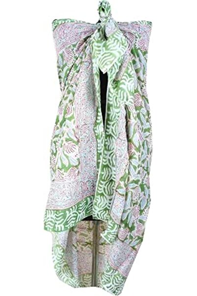 Generic 100% Cotton Block Print Sarong - Women's Swimsuit Wrap Cover-Up, Long...
