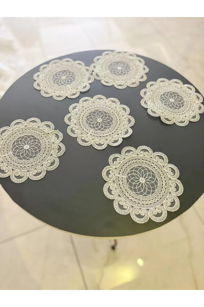 Ceki Home 6-Piece Lace Coffee Presentation Set 15X15 cm Assorted Patterned Co...