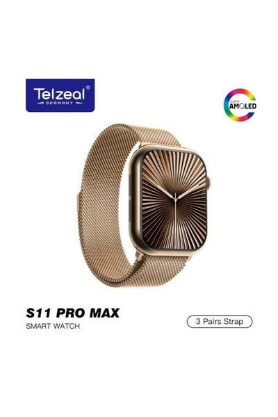 TELZEAL ساعة ذكية S11 Pro Max بشاشة AMOLED، مكالمات بلوتوث، تشغيل الموسيقى ال...