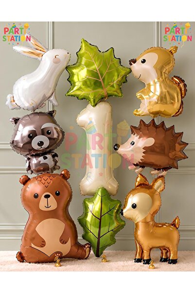 Parti Station Safari Balon Orman Hayvanları Woodland Balon Set 1 Yaş - 9 Parç...