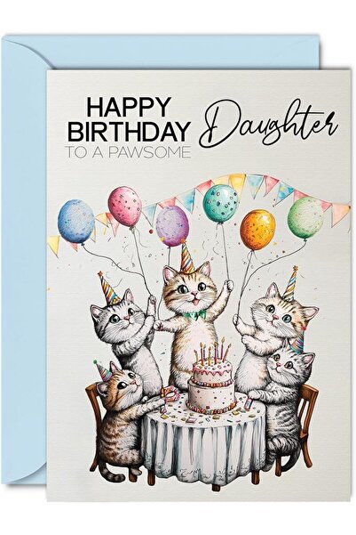 GENERAL Daughter in Law Birthday Card - Pawsome Party Cats Balloons - Happy B...