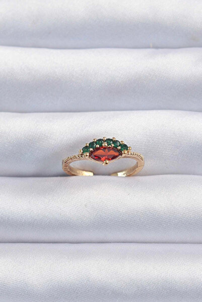 SORA GROUP Brass Gold Color Colorful Zircon Stone Adjustable Watermelon Model...