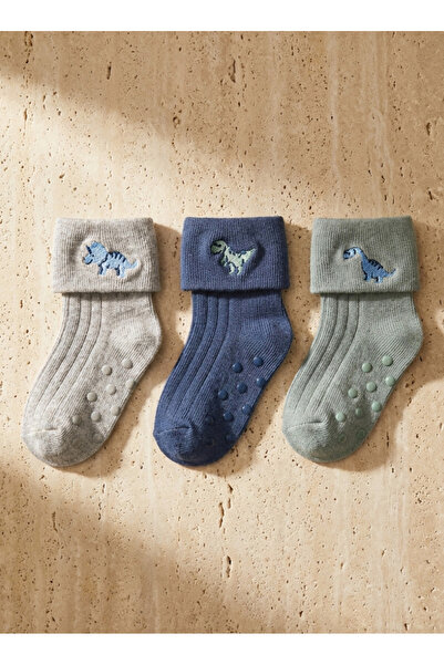Katia&Bony Baby 3-Piece Dinosaur Embroidered Socks