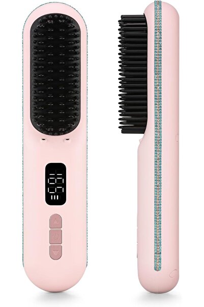 CHRISTINE SHELLY Hair Straightener Brush, Cordless Mini Straightening Brush |...