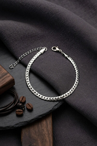 SORA GROUP 316L Steel Silver Color Crushed Cuban Chain Model Men's Bracelet
