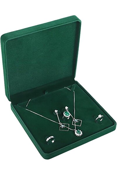 EZARY Jewellery Set, Velvet Gift Box, Necklace, Earring, Ring, Necklace, Brac...