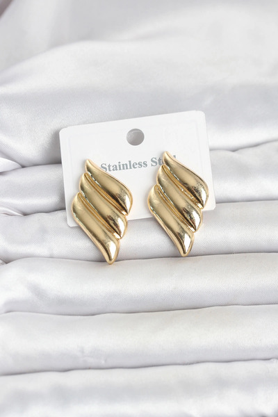 SORA GROUP 316L Steel Gold Color Motif Model Women's Earrings