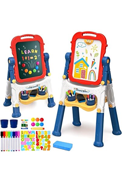 Soofam Large Art Easel for Kids, Double-Sided 4In1 Toddler Easel with Rotable...