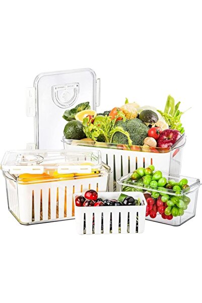 Generic Saver Containers with Time Setting, 3 Pcs Fruit Vegetable Storage Con...