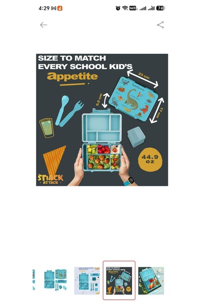 Snack Attack Bluye pp lunch box 5 compartment 1330ml with dip sauce and cutlery