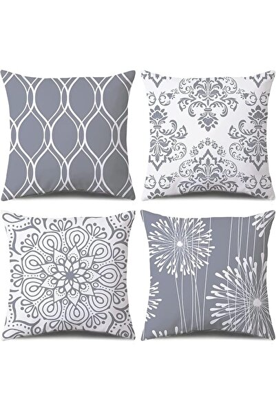Paporich 4 Pack Decorative Throw Pillow Covers, 18x18 Grey and White Modern S...