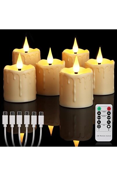Aputue Rechargeable Flameless Votive Candles, Set of 6 Battery Operated LED C...