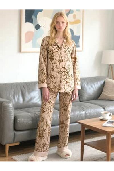 GENERAL 2 Piece Womens Satin Pajamas Set Long Sleeve Button Down Sleepwear Lo...