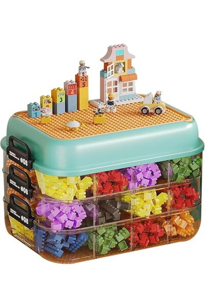 DURKU Toys Storage Organizer Box for Building Blocks, Stackable Plastic Toy S...
