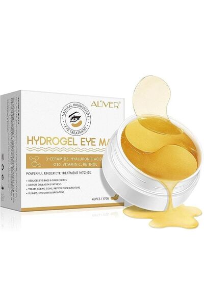 aliverystore قناع عين بالكولاجين والذهب عيار 24 قيراط، 60 قطعة من لصقات تحت ا...