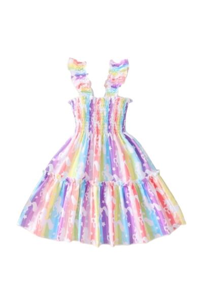 OEM Rochie de fetiță cu bretele și imprimeu cu unicorn, stil casual de vară, ...