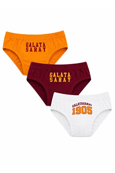 Galatasaray Lisanslı Taraftar Erkek Çocuk Slip Külot 3'lü Paket Pamuklu Slip ...