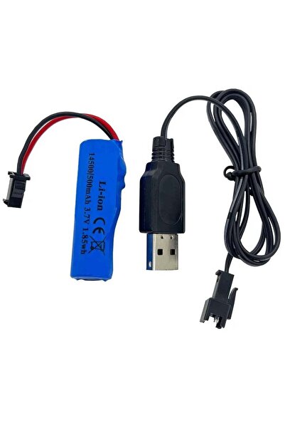 Generic CE 3.7V 500mAh 14500 Rechargeable Li-ion Battery SM-2P Joint with USB...