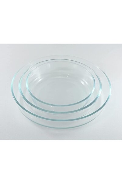 Generic Home Maker Glass Round Deep Flan Oven Baking 3-Pieces Set