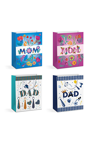 Alista Home Glossy paper gift bags 26.5 x 12.7 x 33 cm, set of 12 pcs, variou...