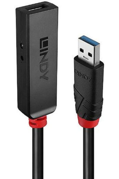 LİNDY Καλώδιο USB 2.0 USB-A Αρσενικό - USB-A Θηλυκό Μαύρο 8μ 43402