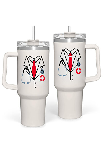 NASAQ Doctor's Insulated Stainless Steel 40oz Tumbler with Handle and Lid and...