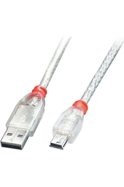 LİNDY Καλώδιο USB 2.0 0,5μ A-αρσενικό σε mini B-αρσενικό Διαφανές (41781)