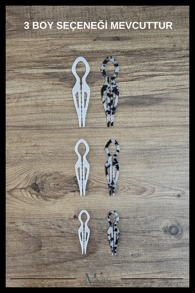 MAZEN 2 Adet Damla Model Hairpin Saç Topuz Tokası Çubuk Toka Siyah Beyaz 11 cm