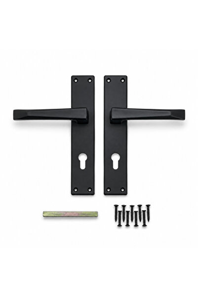 Generic Matte Black Door Handles on Backplate Set – Modern Curved Lever on Ba...