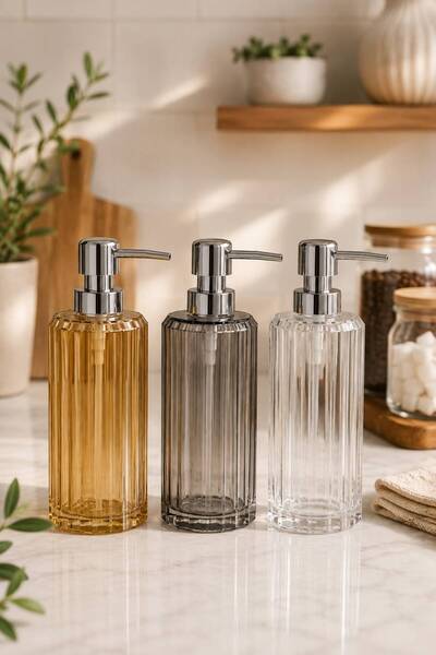 HAZARPAZAR Akrilik Silindir Sıvı Sabunluk 200 ml - Modern ve Dekoratif Tasarım