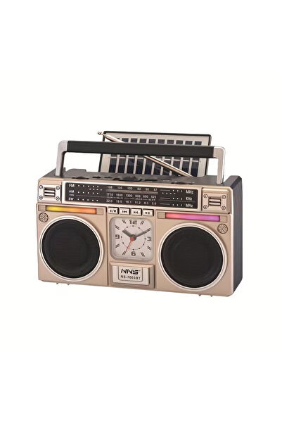 NNS Radio portabil NS-7003S cu Bluetooth, TWS, USB/TF, ceas și baterie reîncă...