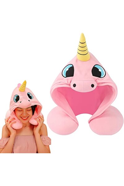 Astralwerks Pillow with Hood and Eye Mask for Kids - Travel Neck Support, Sof...