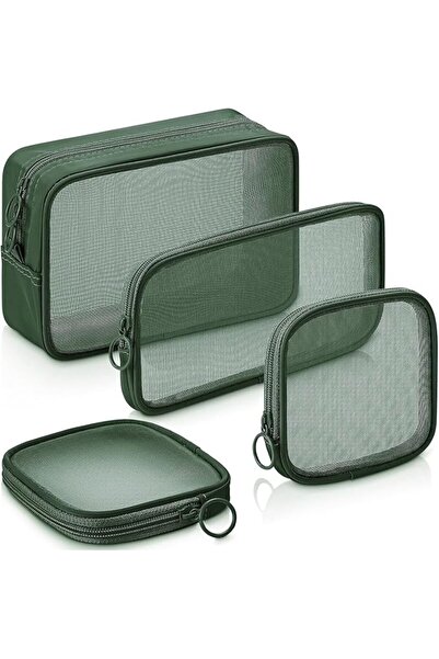 Hannea ® Makeup Organizer Bag Set of 4, Mesh Toiletry Pouches with Zipper, Tr...