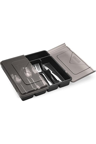 SYOSI Silverware Organizer with Lid, Plastic Cutlery and Flatware Storage Box...