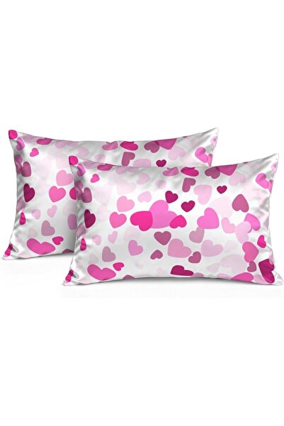 Generic Pillows Cases Pink Love Hearts Anti Wrinkle Satin Pillowcase Grandson...