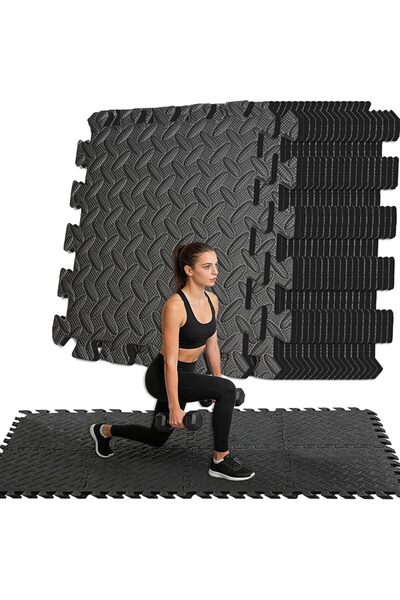 GENERAL Gym Mats for Home Gym, 18 PCS Interlocking Foam Floor Tiles 12"x12"x0...
