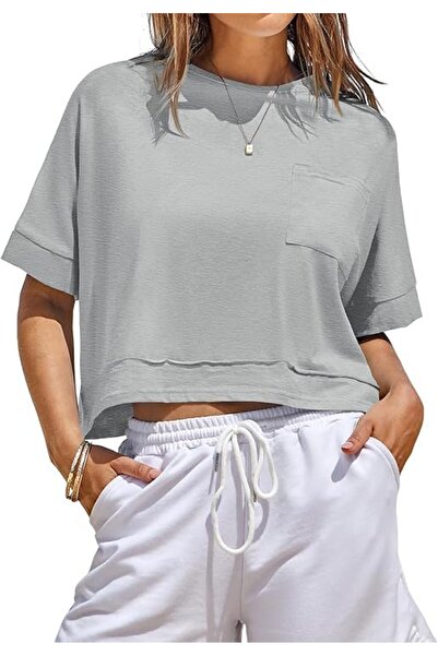 Dotail Crop top supradimensionat de damă, Mărimea XL, Poliester, bumbac și sp...